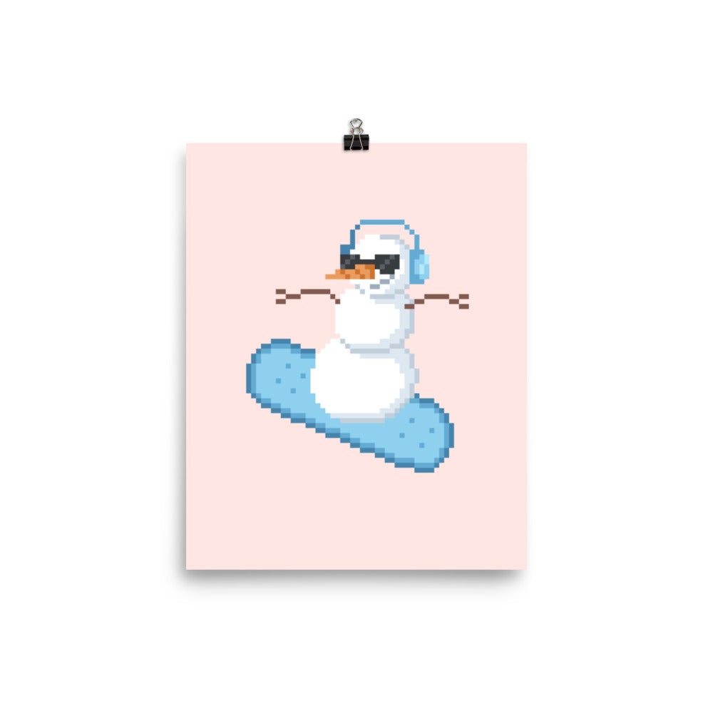 Pixel Snowman | 8x10 Christmas Poster Threads & Thistles Inventory 