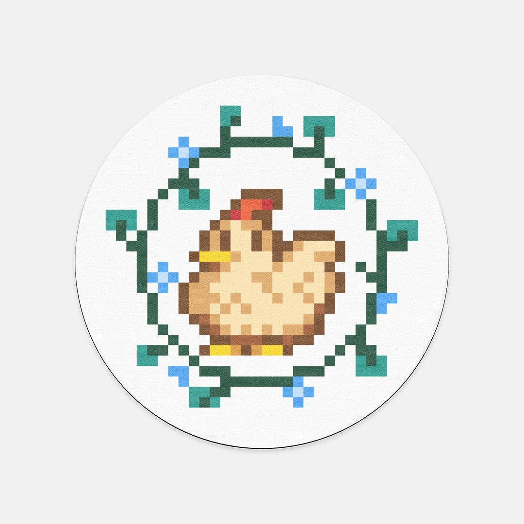 Floral Chicken | Mouse Pad (Round) | Animal Crossing Mousepad Threads & Thistles Inventory 