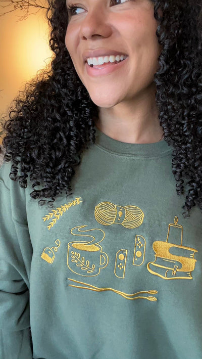 Cozy Hobbies | Embroidered Unisex Sweatshirt | Cozy Gamer Sweatshirts Threads & Thistles Inventory 
