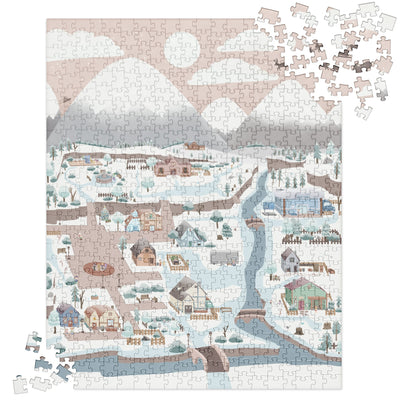 Winter Pelican Town | Cozy Gamer Christmas Jigsaw puzzle Puzzles Threads & Thistles Inventory 520 pieces 