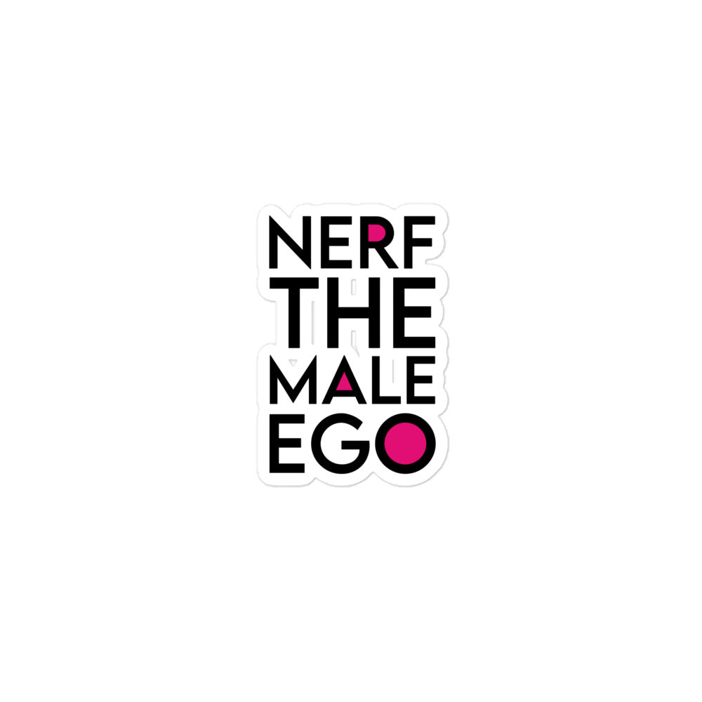 Nerf the Male Ego | Bubble-free stickers | Feminist Gamer Threads and Thistles Inventory 3″×3″ 