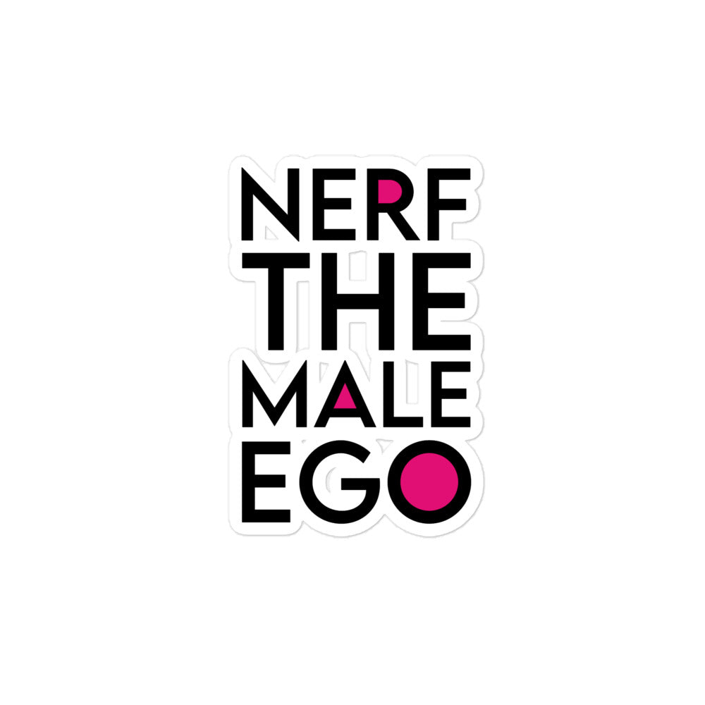 Nerf the Male Ego | Bubble-free stickers | Feminist Gamer Threads and Thistles Inventory 4″×4″ 