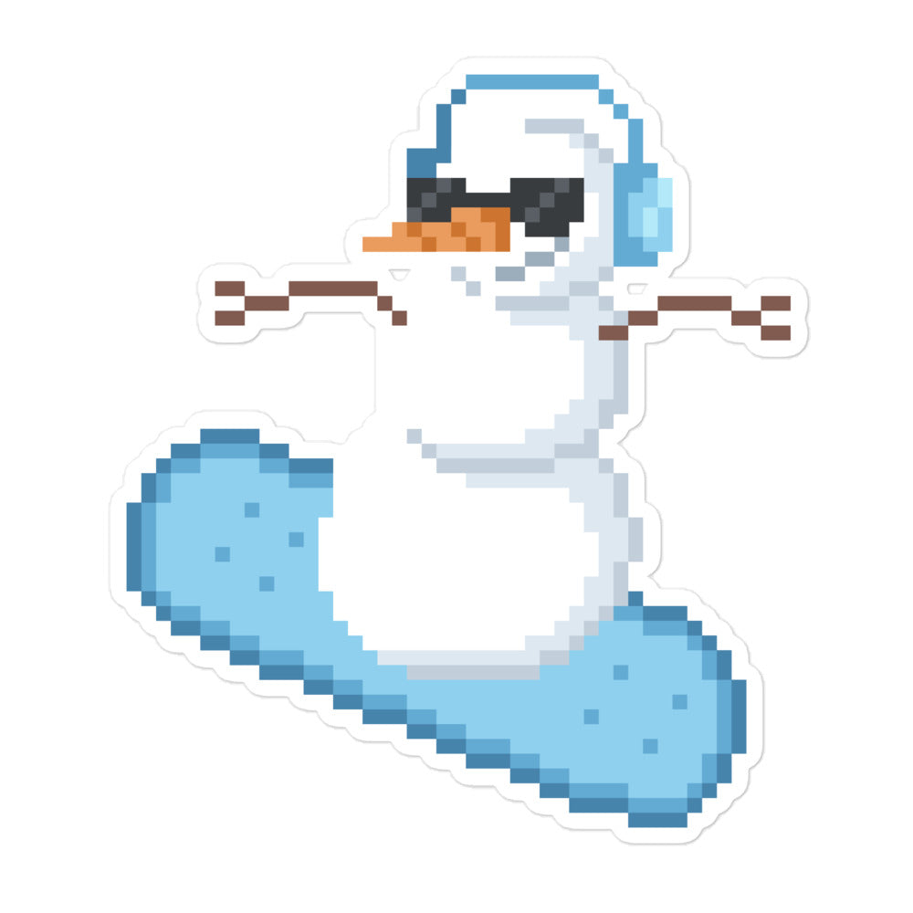 Pixel Snowman | Christmas Bubble-free stickers Threads & Thistles Inventory 5.5″×5.5″ 