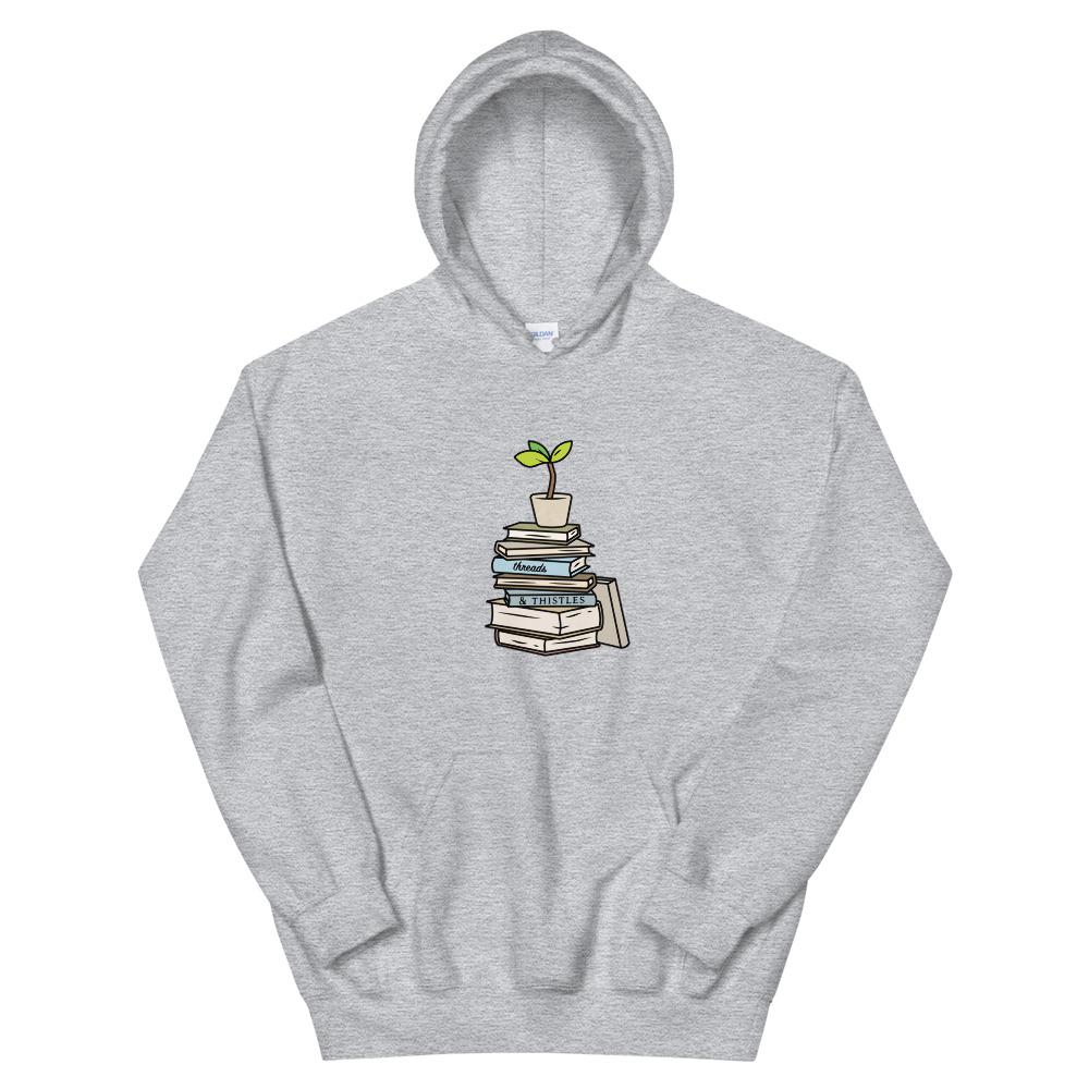 Books & Sapling | Unisex Hoodie | Animal Crossing Threads and Thistles Inventory Sport Grey S 