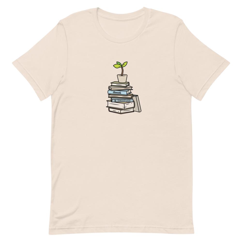 Books & Sapling | Short-Sleeve Unisex T-Shirt | Animal Crossing Threads and Thistles Inventory Soft Cream S 