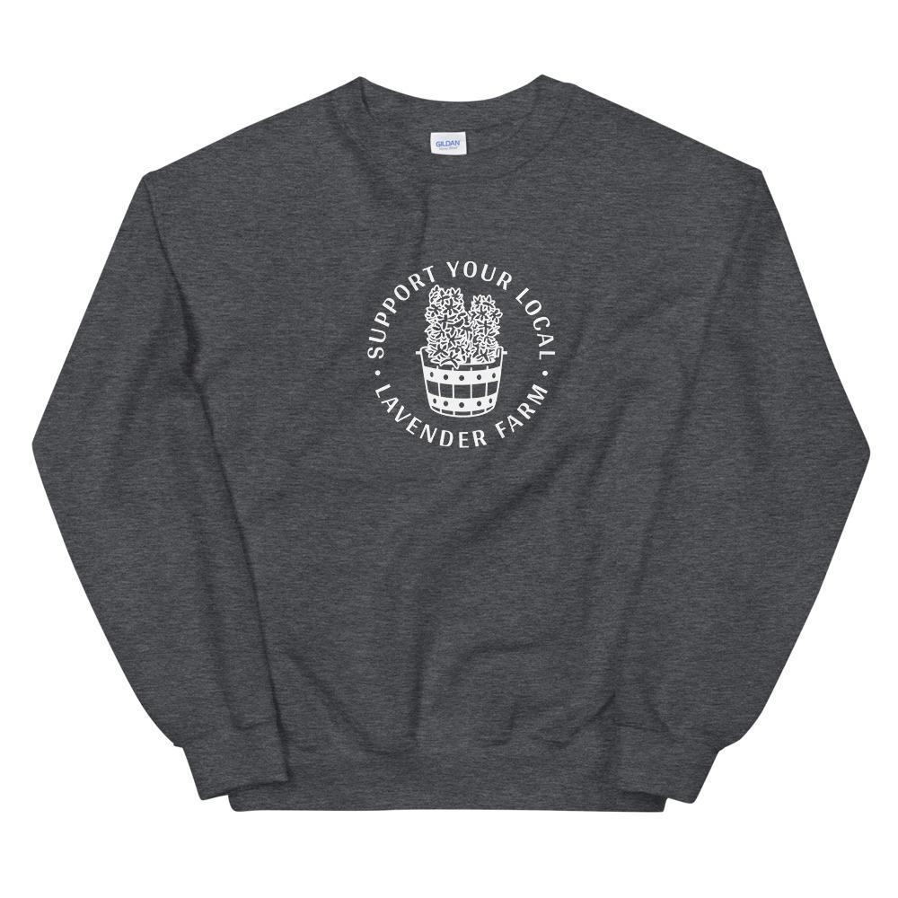 Lavender Farm | Unisex Sweatshirt | Animal Crossing Threads and Thistles Inventory Dark Heather S 