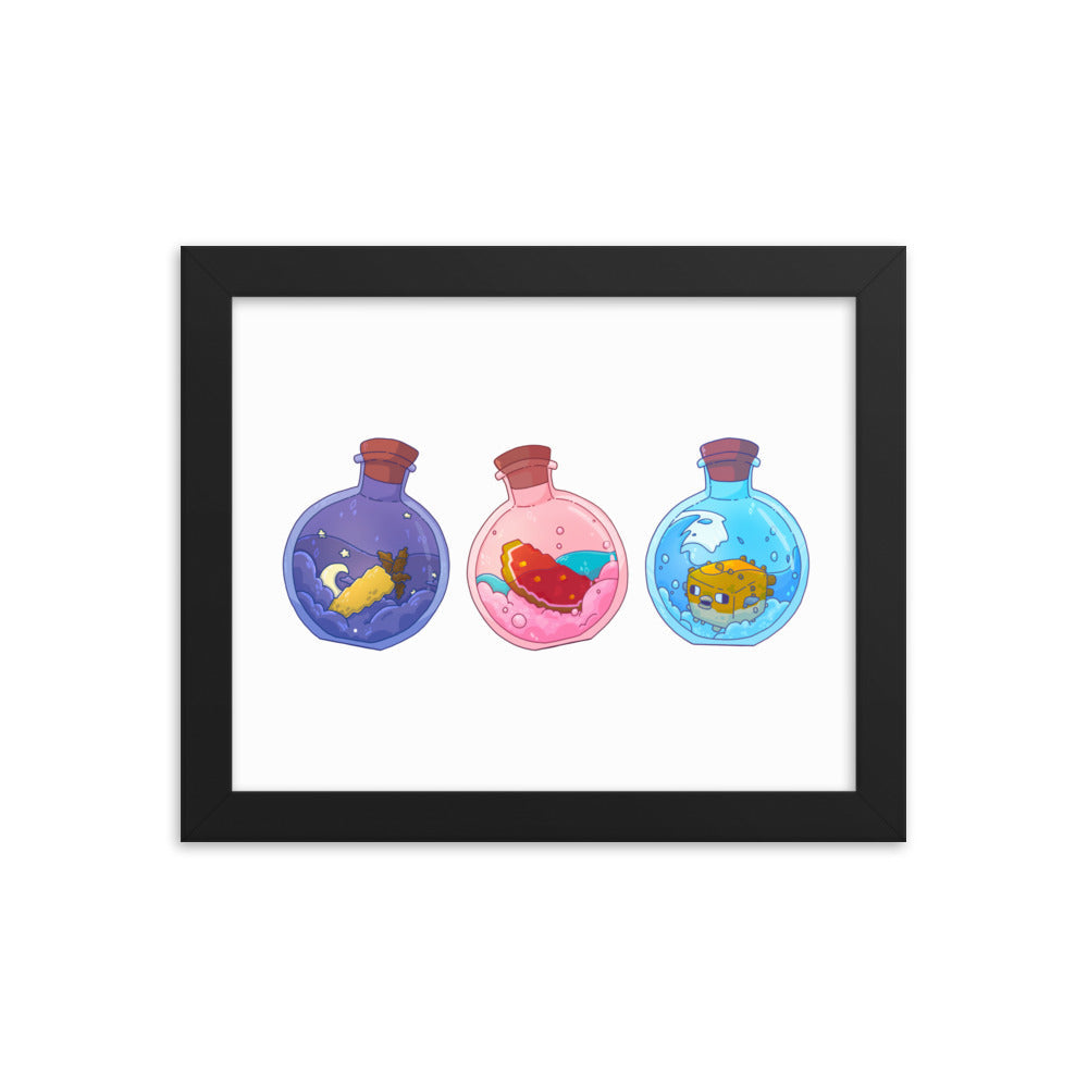 Potion Bottles| 8x10 Framed photo paper poster | Minecraft Threads and Thistles Inventory Black 