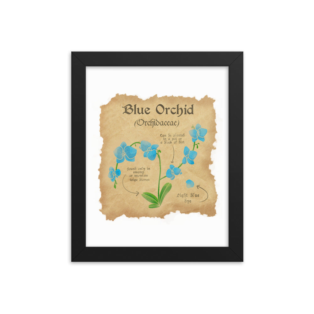 Blue Orchid | 8x10 Framed photo paper poster | Minecraft Threads and Thistles Inventory Black 