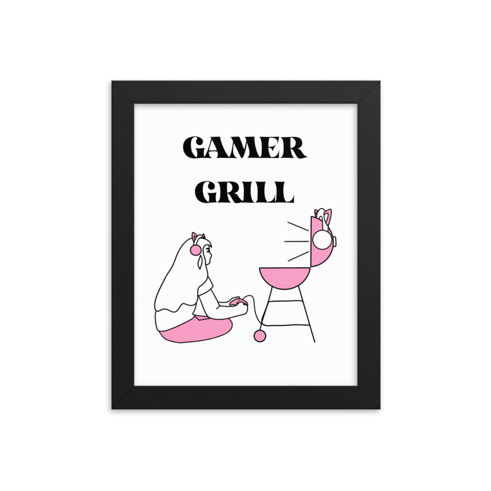 Gamer Grill | 8x10 Framed photo paper poster | Feminist Gamer Threads and Thistles Inventory Black 