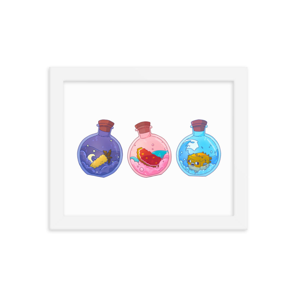 Potion Bottles| 8x10 Framed photo paper poster | Minecraft Threads and Thistles Inventory White 