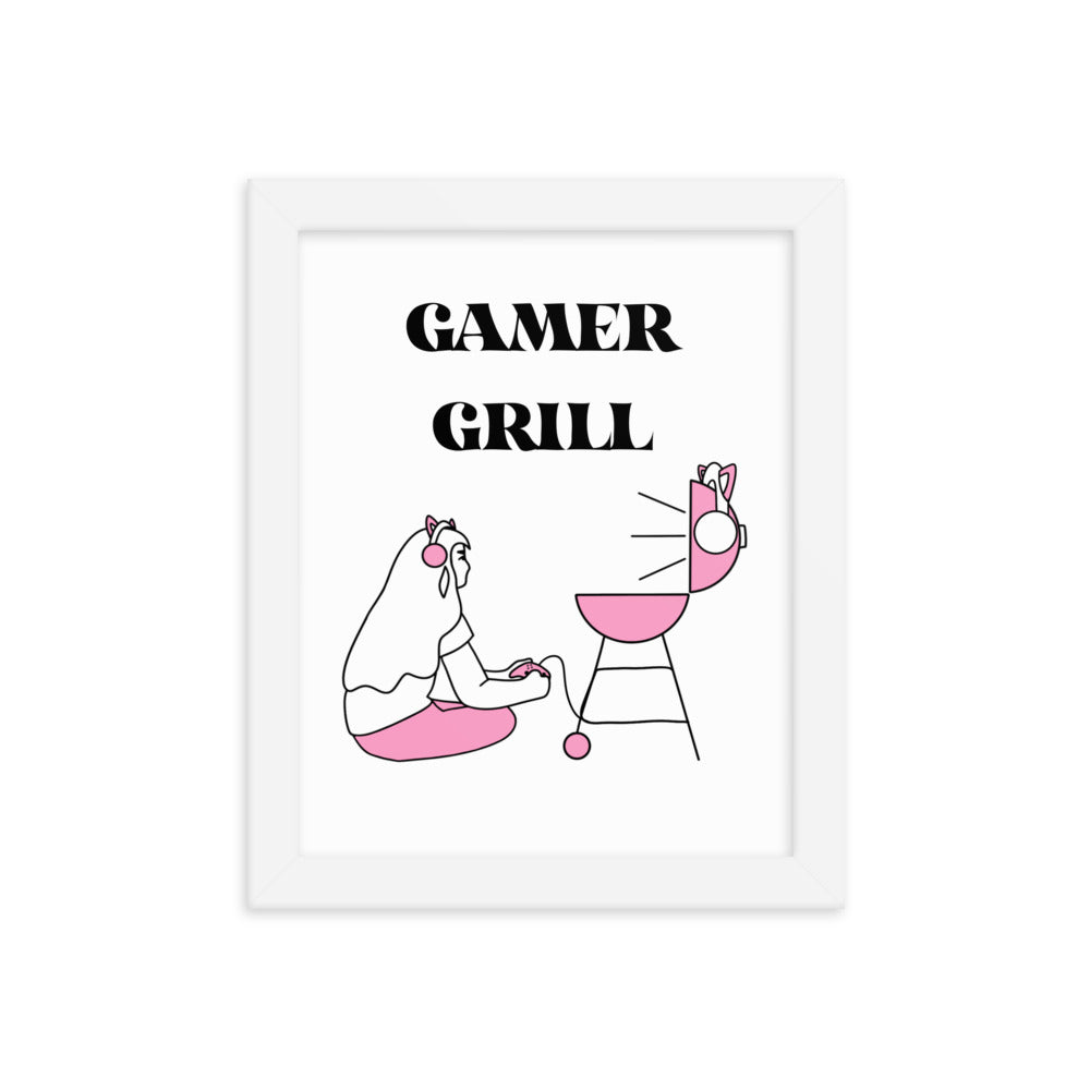 Gamer Grill | 8x10 Framed photo paper poster | Feminist Gamer Threads and Thistles Inventory White 