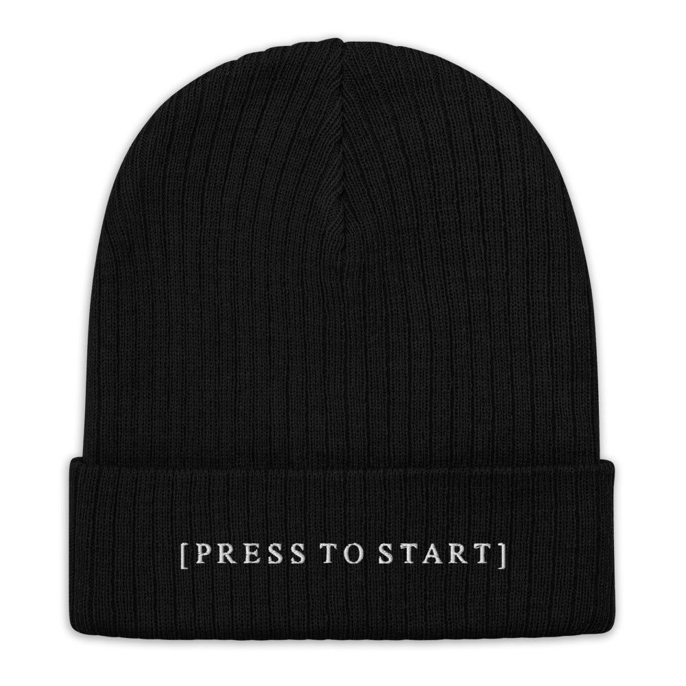 Press to Start | Recycled cuffed beanie Threads and Thistles Inventory 