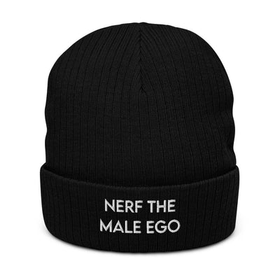 Nerf the Male Ego | Recycled cuffed beanie Threads and Thistles Inventory Black 