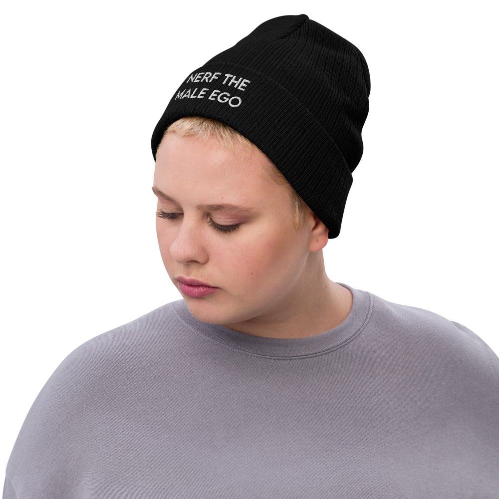 Nerf the Male Ego | Recycled cuffed beanie Threads and Thistles Inventory 