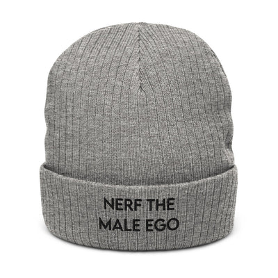 Nerf the Male Ego | Recycled cuffed beanie Threads and Thistles Inventory Light Grey Melange 
