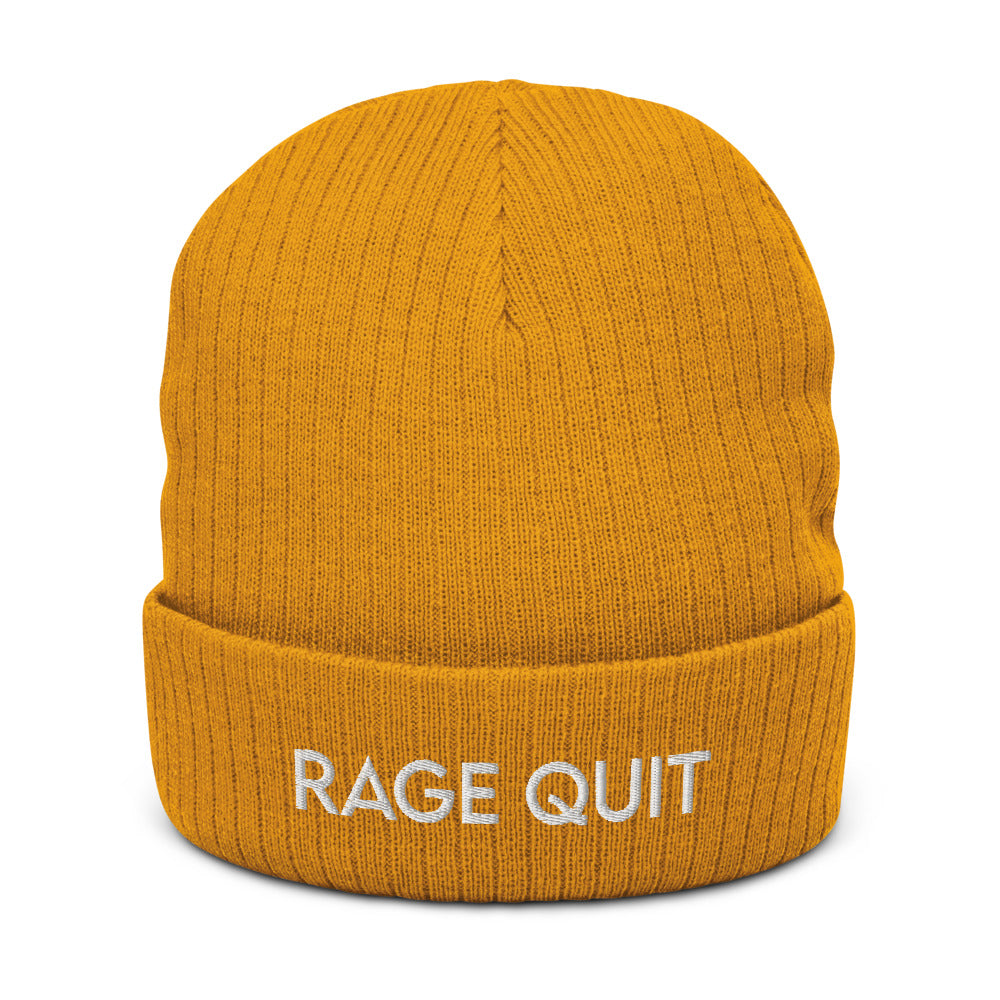 Rage Quit | Recycled cuffed beanie Threads and Thistles Inventory Mustard 