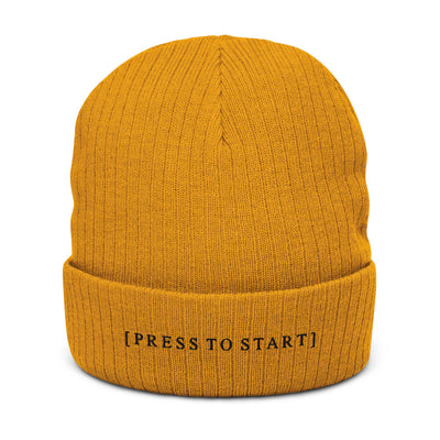 Press to Start | Recycled cuffed beanie Threads and Thistles Inventory Mustard 