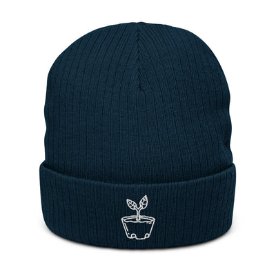 Sapling | Recycled cuffed beanie | Animal Crossing Threads and Thistles Inventory Navy 