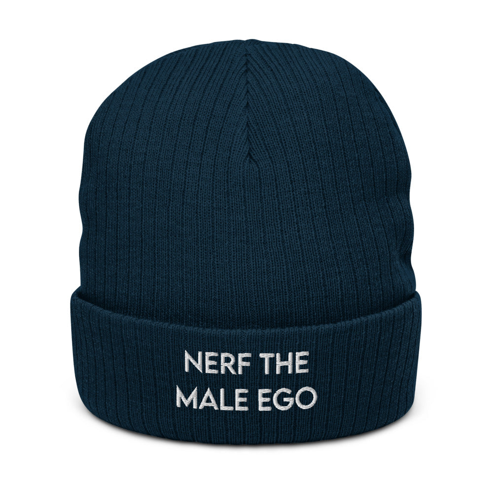 Nerf the Male Ego | Recycled cuffed beanie Threads and Thistles Inventory Navy 