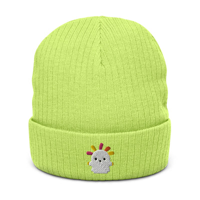 Squeakoid | Ribbed knit beanie | Animal Crossing Threads and Thistles Inventory Acid Green 