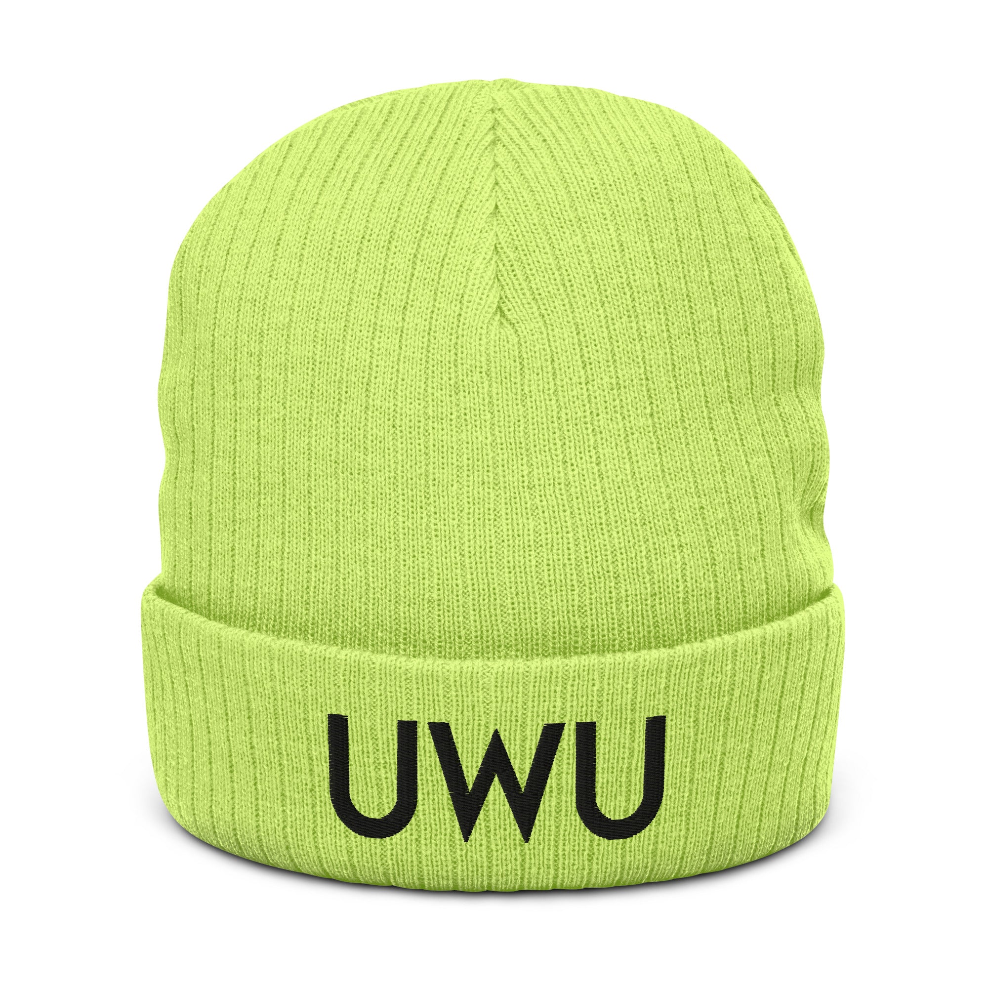 UWU | Recycled cuffed beanie Threads and Thistles Inventory Acid Green 
