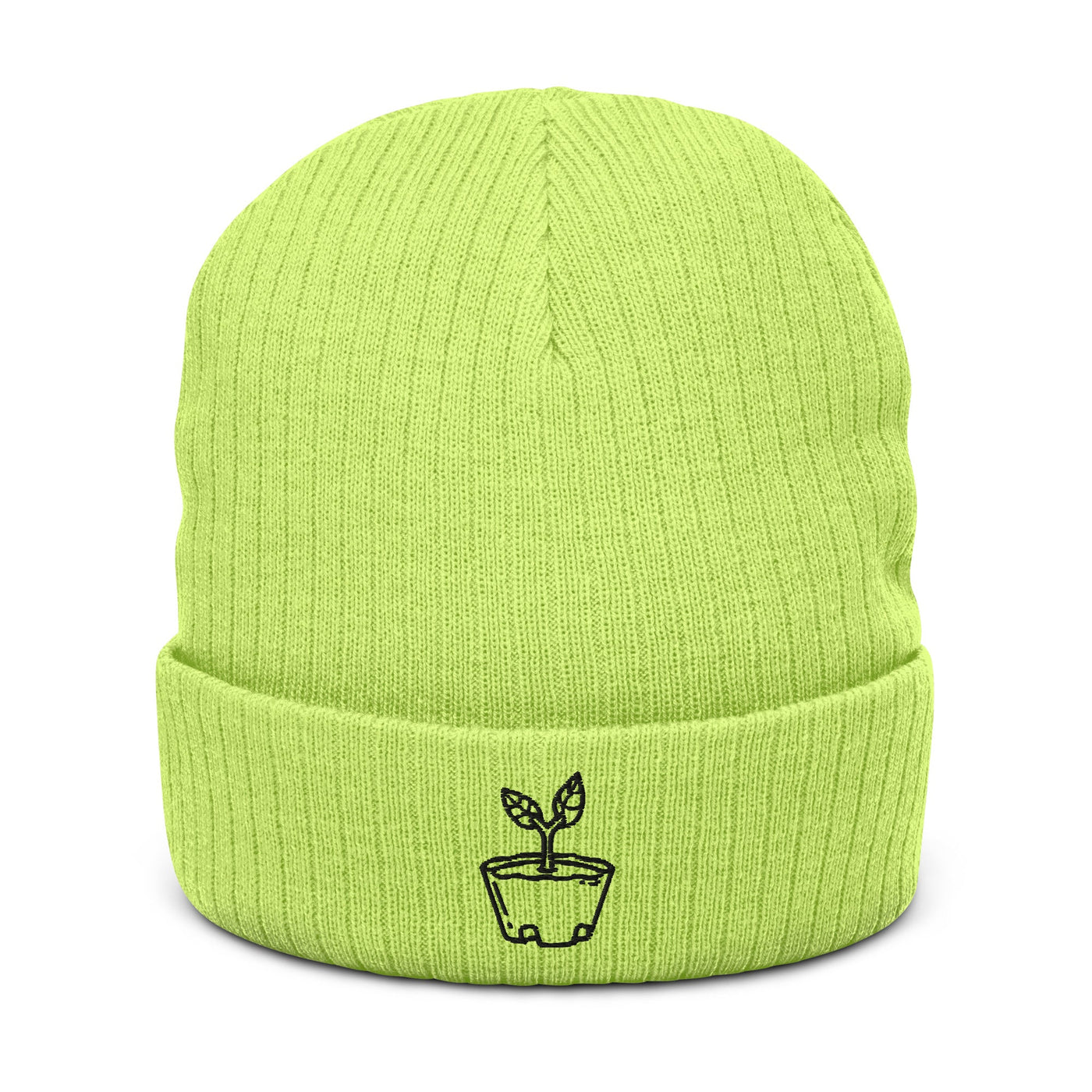 Sapling | Recycled cuffed beanie | Animal Crossing Threads and Thistles Inventory Acid Green 
