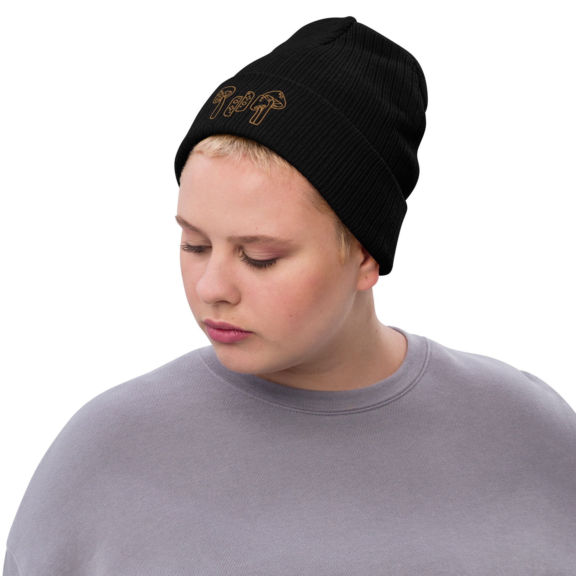 Mushrooms & Switch | Ribbed knit beanie | Cozy Gamer Threads and Thistles Inventory 