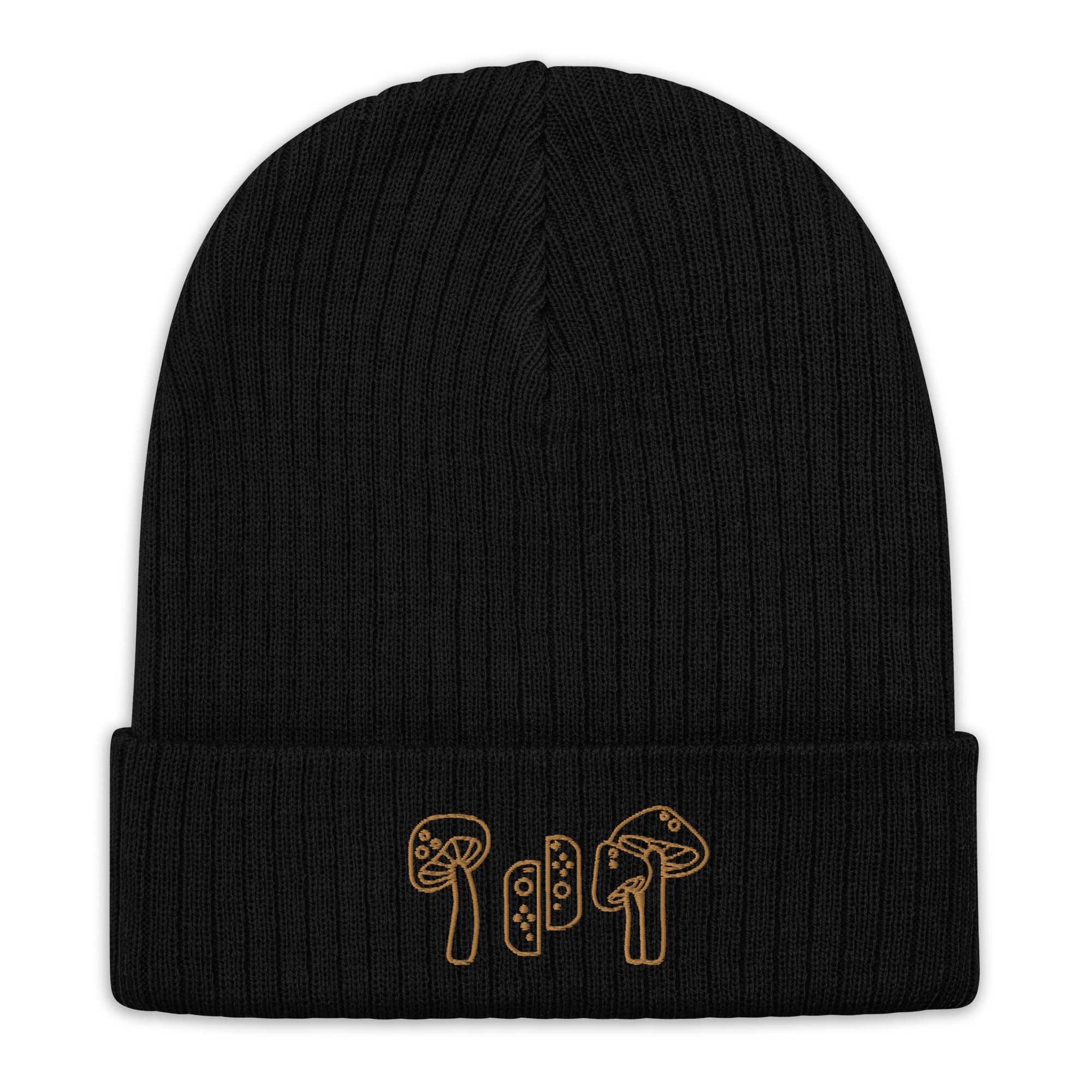Mushrooms & Switch | Ribbed knit beanie | Cozy Gamer Threads and Thistles Inventory 