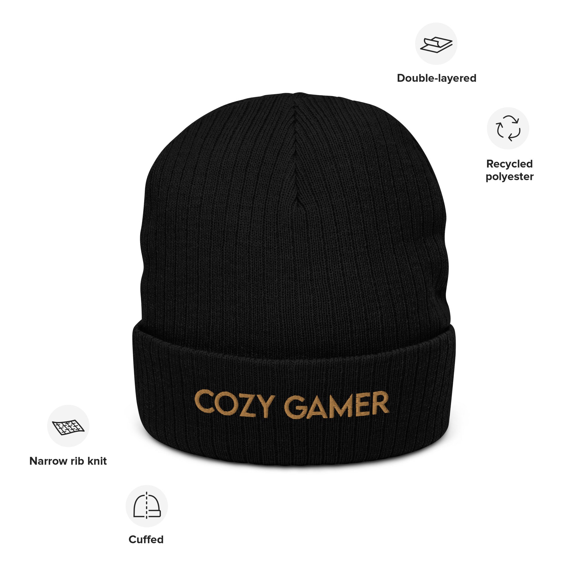 Cozy Gamer | Ribbed knit beanie Threads and Thistles Inventory 