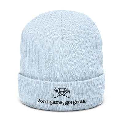 Good Game, Gorgeous | Recycled cuffed beanie Threads and Thistles Inventory Light Blue 