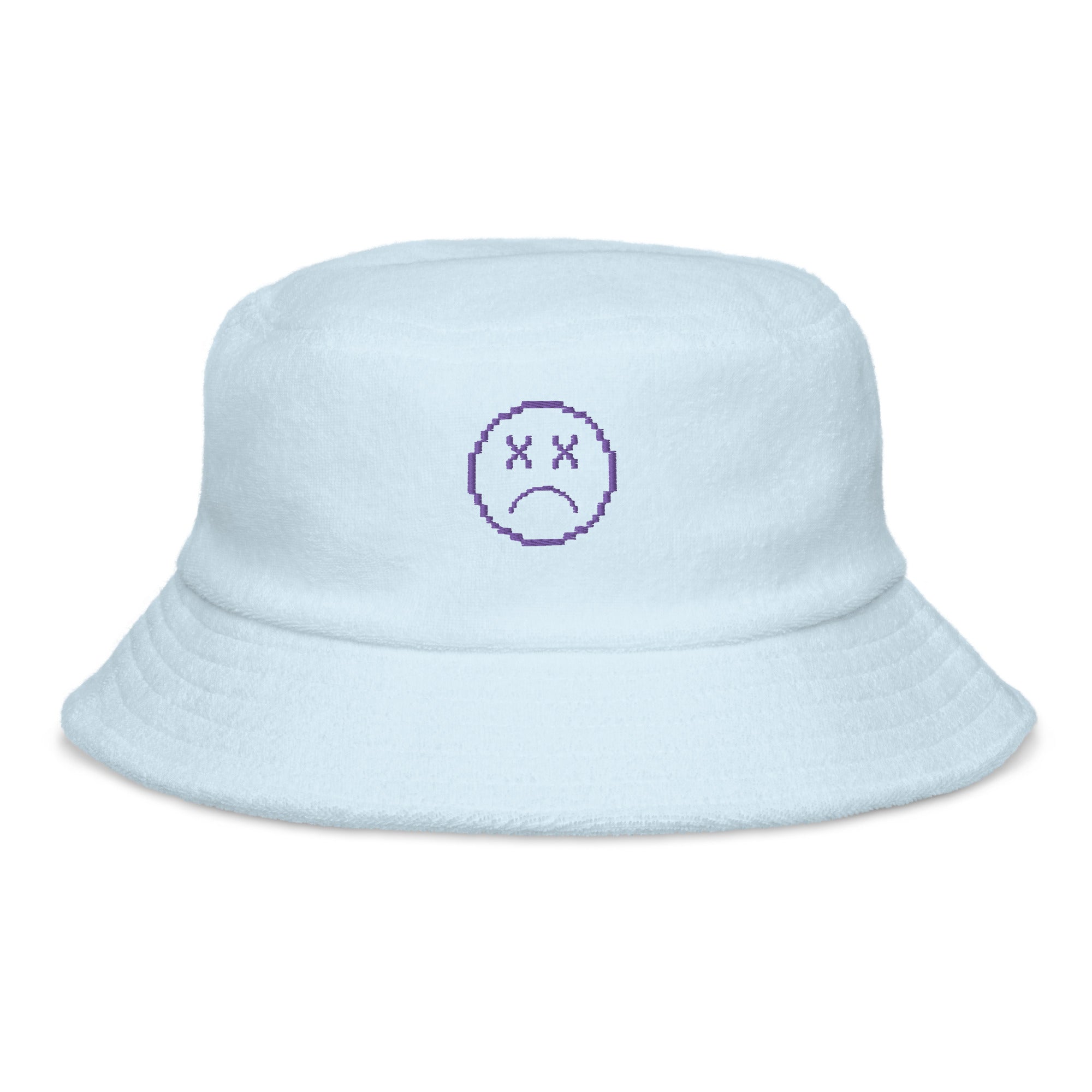 Game Over Smiley | Terry cloth bucket hat Threads and Thistles Inventory Light Blue 
