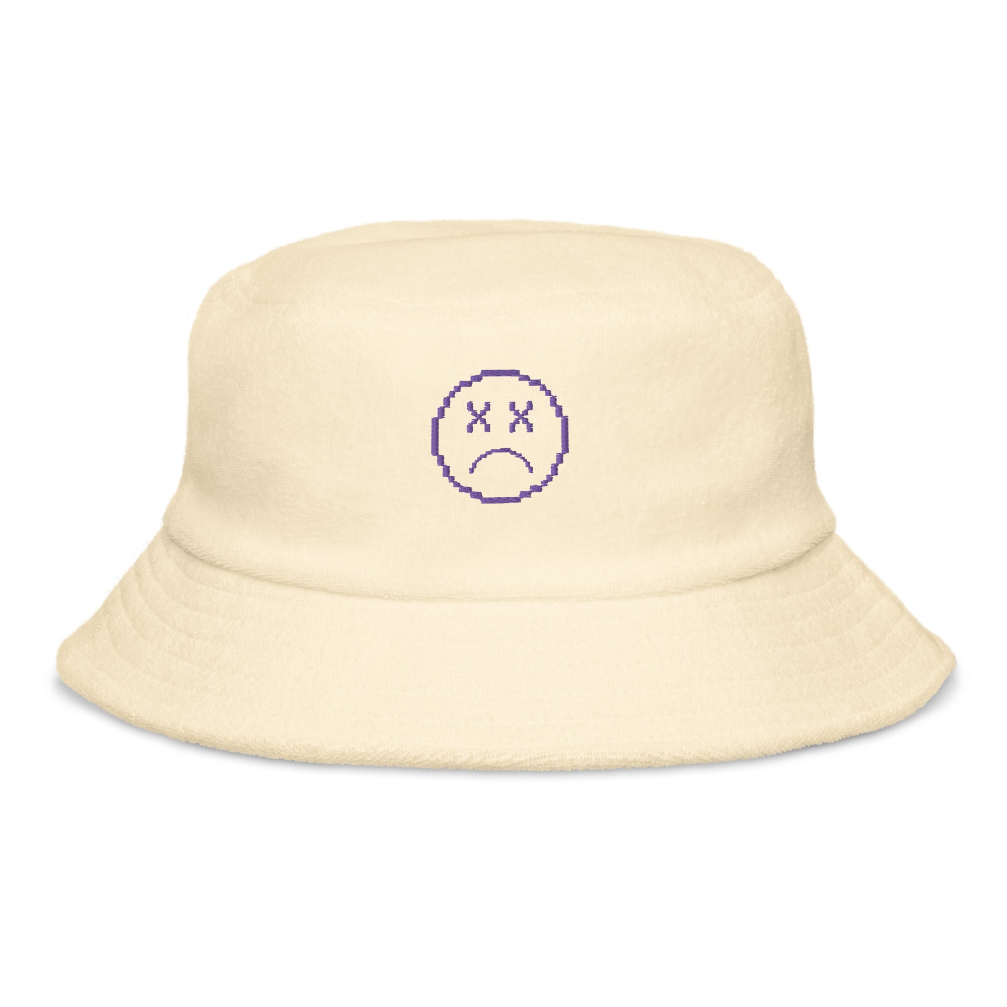 Game Over Smiley | Terry cloth bucket hat Threads and Thistles Inventory Light Yellow 
