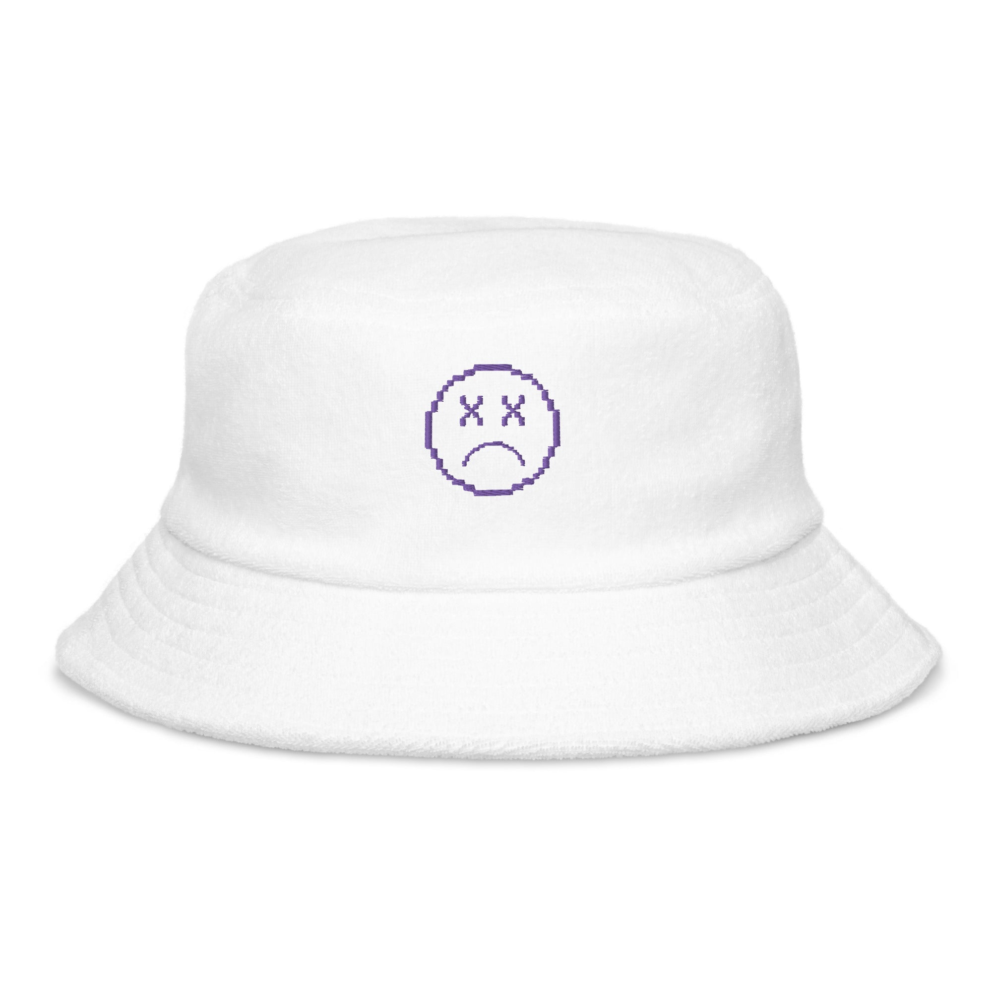 Game Over Smiley | Terry cloth bucket hat Threads and Thistles Inventory White 