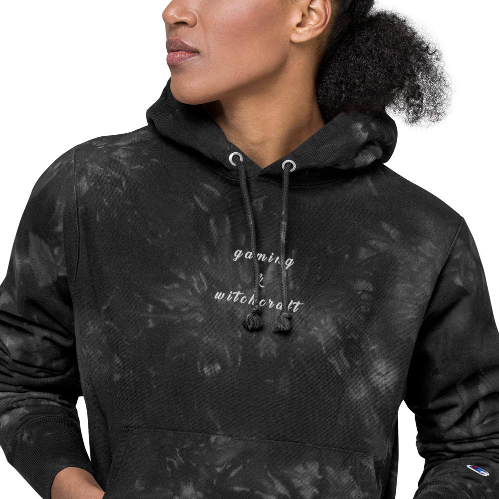 Gaming & Witchcraft | Embroidered Unisex Champion tie-dye hoodie Threads and Thistles Inventory 