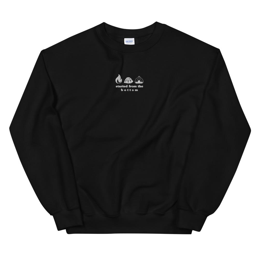 Started from the Bottom | Embroidered Unisex Sweatshirt | Pokemon Threads and Thistles Inventory Black S 
