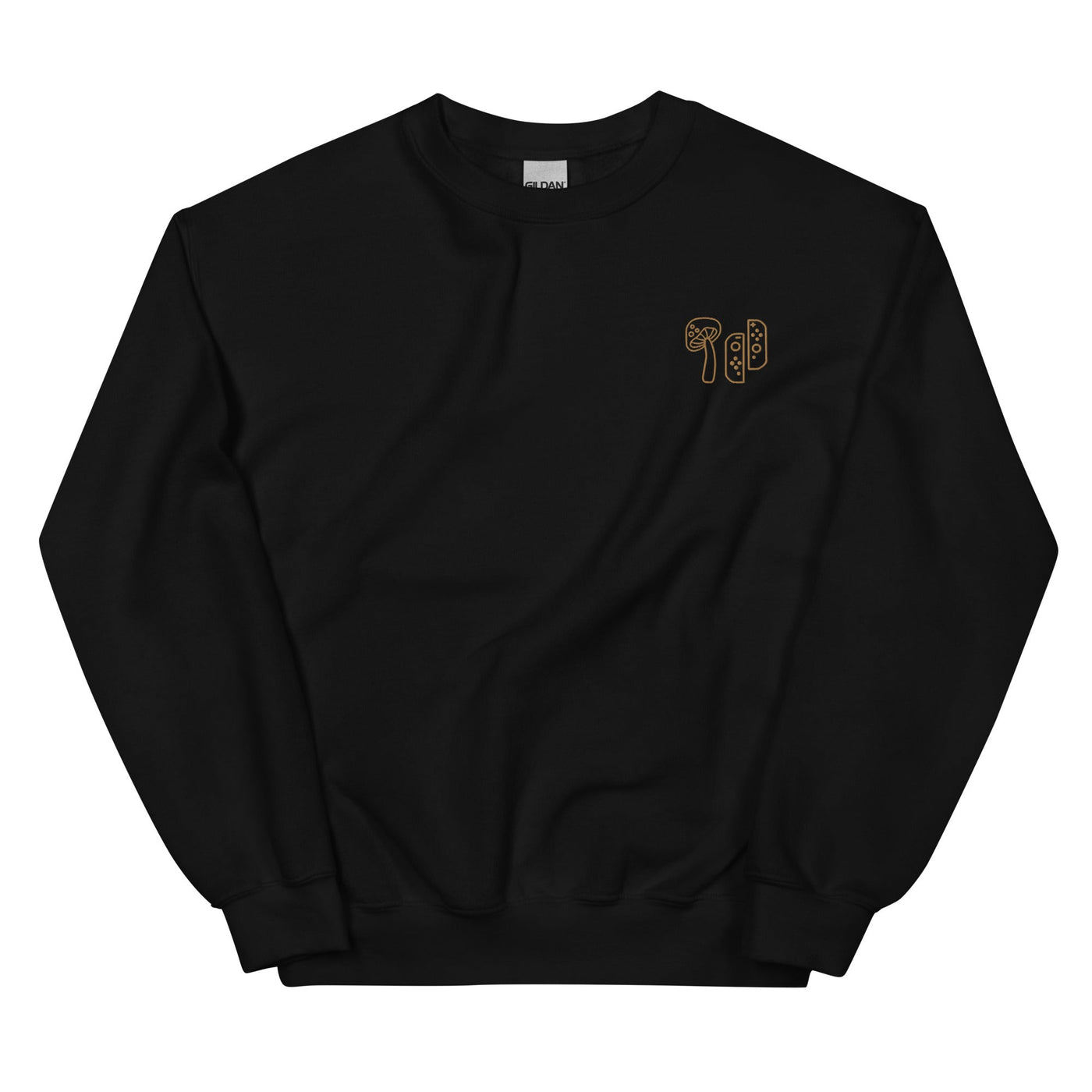 Mushroom & Switch | Embroidered Unisex Sweatshirt | Cozy Gamer Threads and Thistles Inventory Black S 