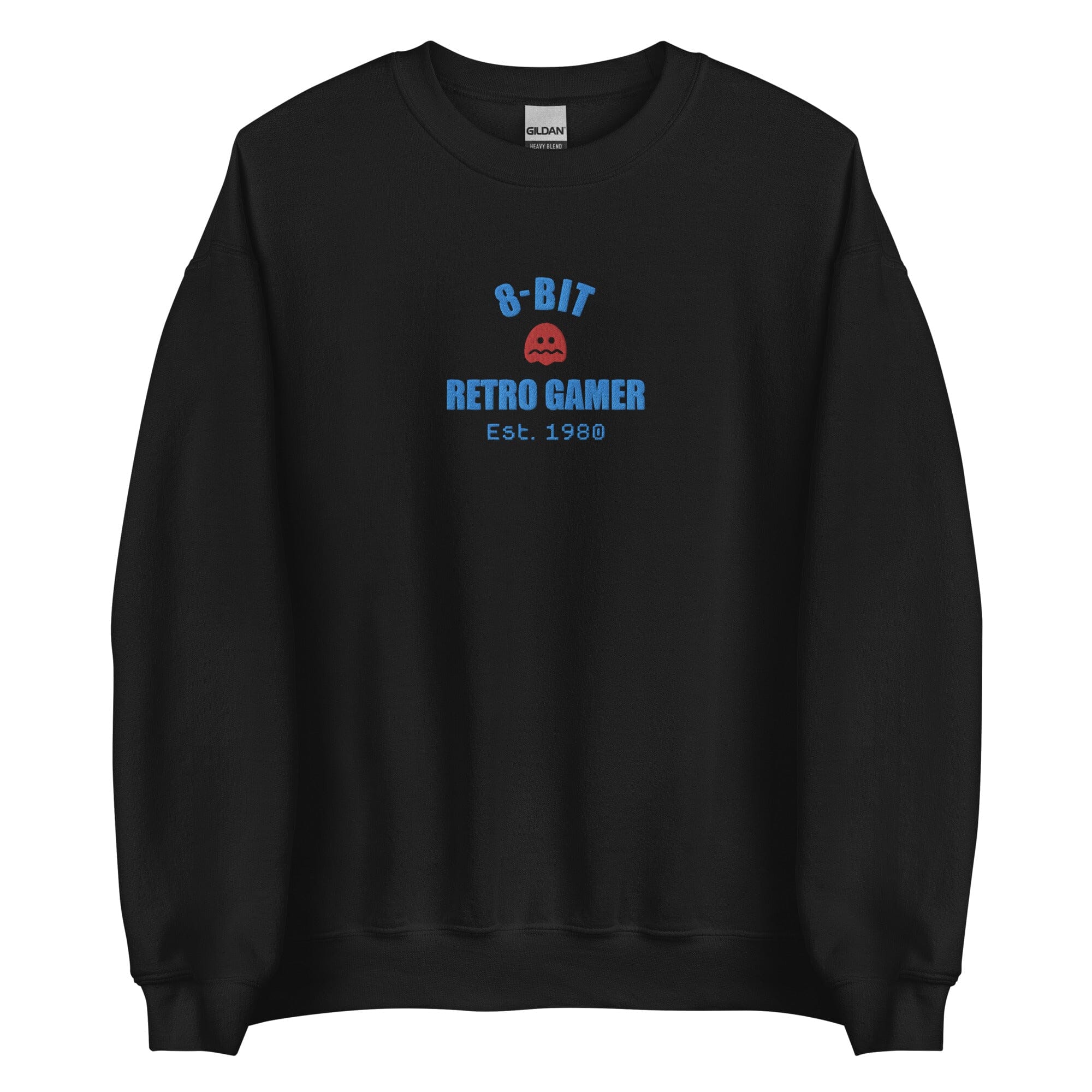 8-Bit Retro Gamer | Embroidered Unisex Sweatshirt | Retro Gaming Threads & Thistles Inventory Black S 