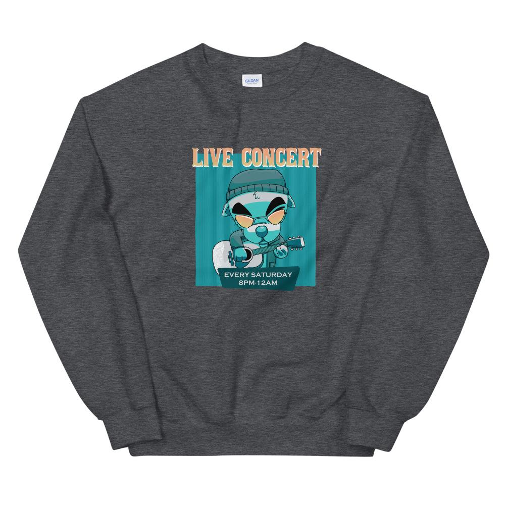 Live Concert | Unisex Sweatshirt | Animal Crossing Threads and Thistles Inventory Dark Heather S 