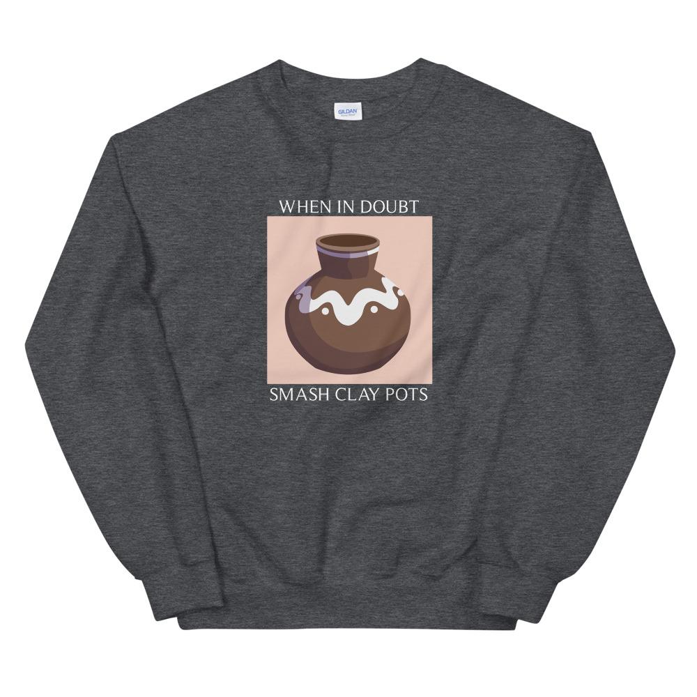 Smash Clay Pots | Unisex Sweatshirt | The Legend of Zelda Threads and Thistles Inventory Dark Heather S 