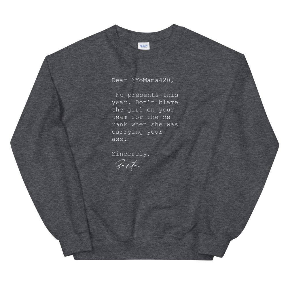 Sincerely Santa | Unisex Sweatshirt Threads and Thistles Inventory Dark Heather S 
