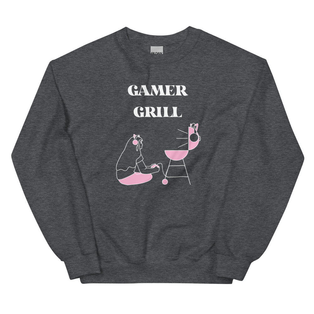 Gamer Grill | Unisex Sweatshirt | Feminist Gamer Threads and Thistles Inventory Dark Heather S 