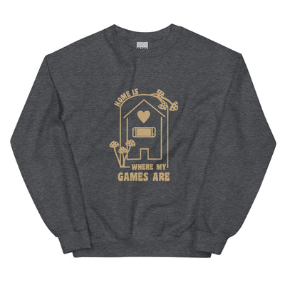 Where my Games Are | Unisex Sweatshirt | Cozy Gamer Threads and Thistles Inventory Dark Heather S 