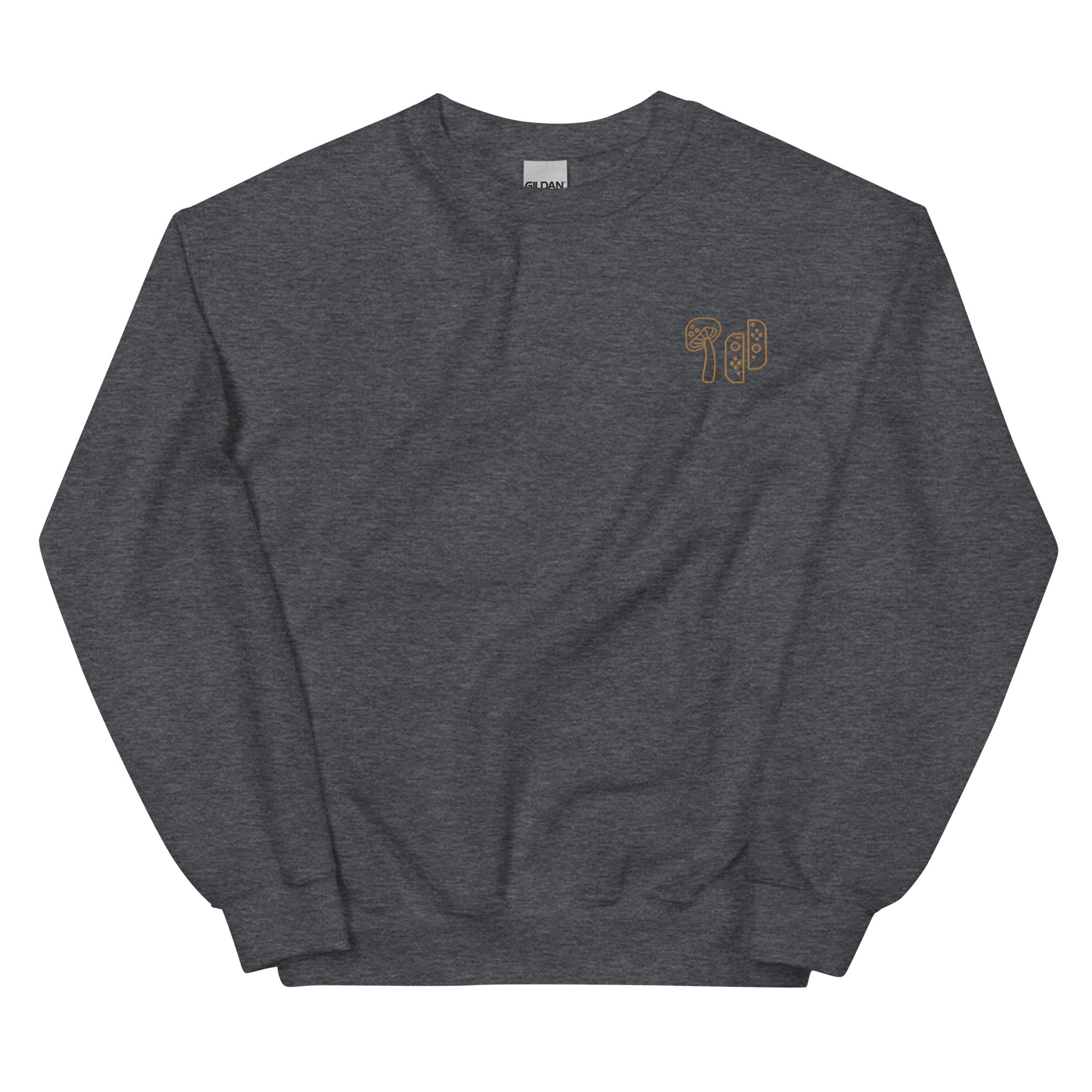 Mushroom & Switch | Embroidered Unisex Sweatshirt | Cozy Gamer Threads and Thistles Inventory Dark Heather S 