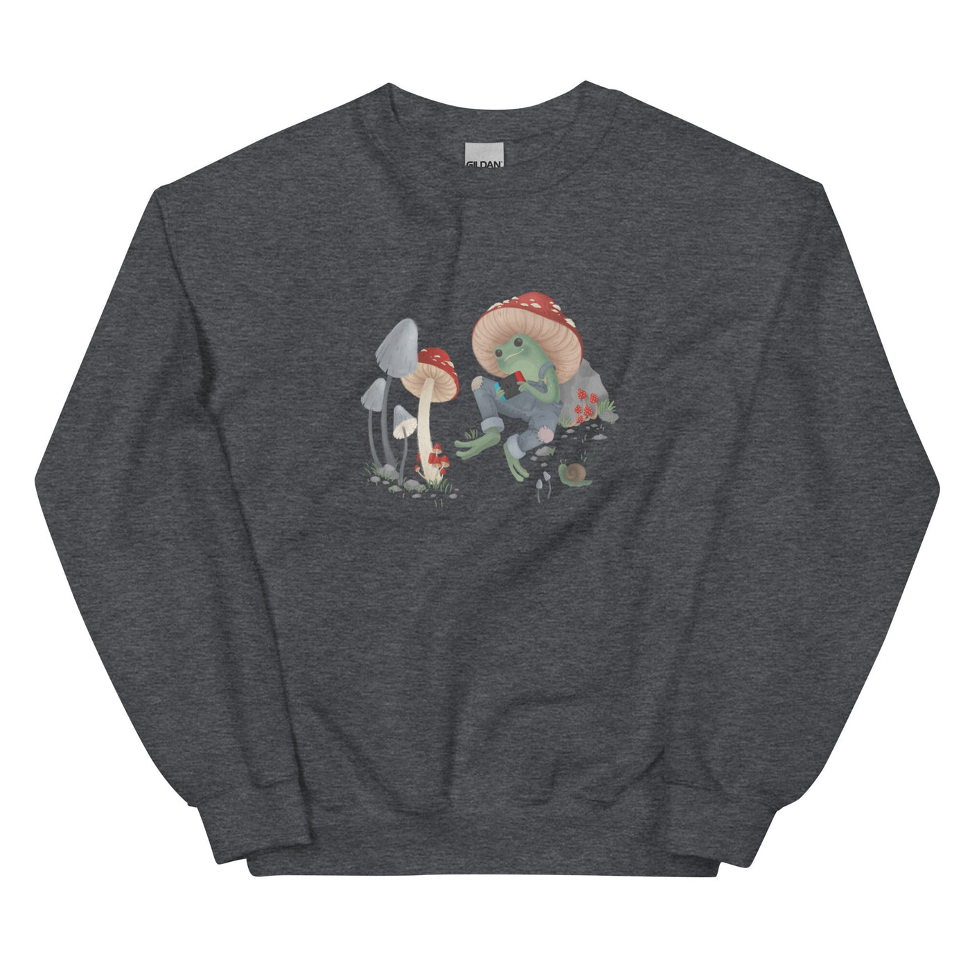 Cottagecore Frog | Unisex Sweatshirt | Cozy Gamer Threads and Thistles Inventory Dark Heather S 