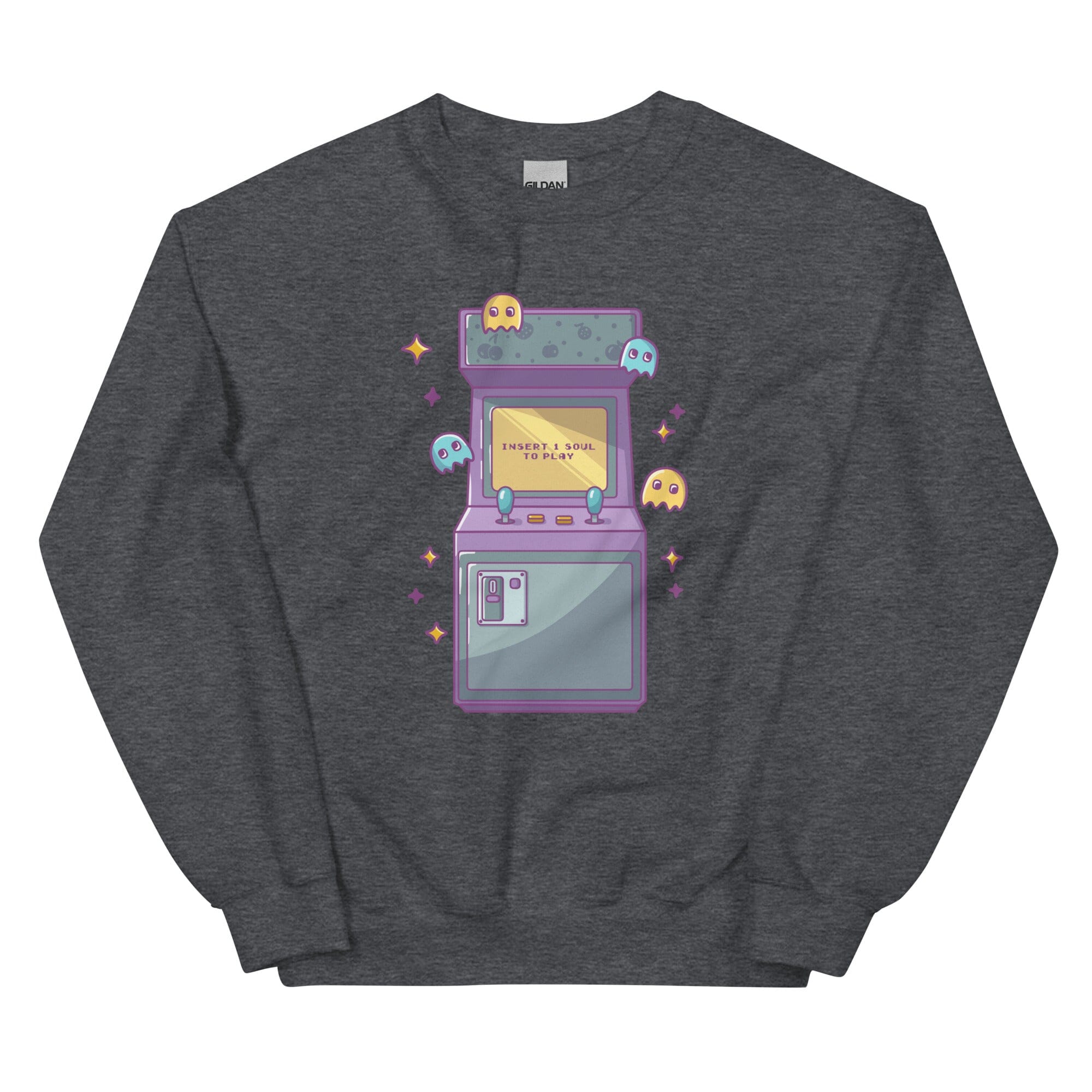 Insert 1 Soul to Play | Unisex Sweatshirt | Retro Gamer Threads & Thistles Inventory Dark Heather S 