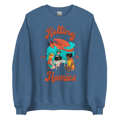 Rolling with the Homies | Unisex Sweatshirt | Retro Gaming Threads & Thistles Inventory Indigo Blue S 
