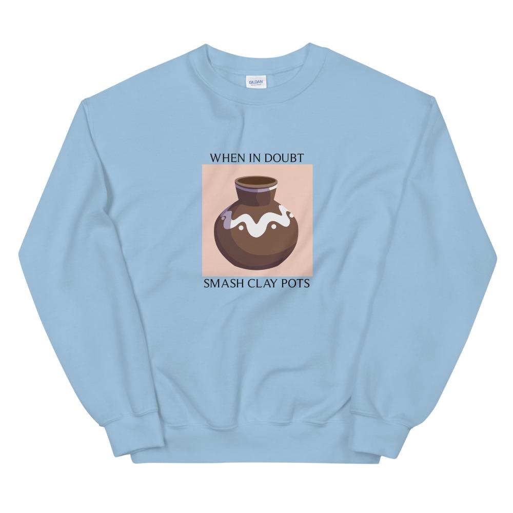 Smash Clay Pots | Unisex Sweatshirt | The Legend of Zelda Threads and Thistles Inventory Light Blue S 