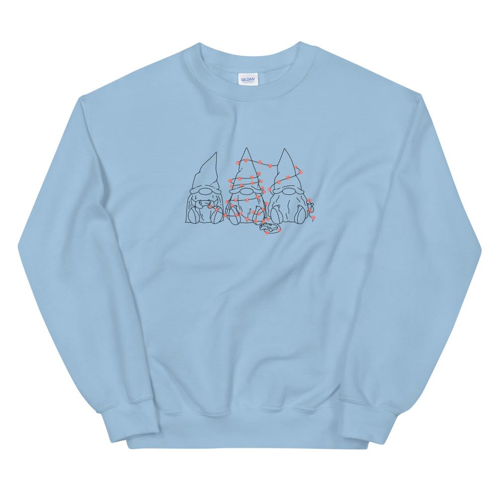 Gamer Gnome Christmas | Seasonal Unisex Sweatshirt Threads and Thistles Inventory Light Blue S 