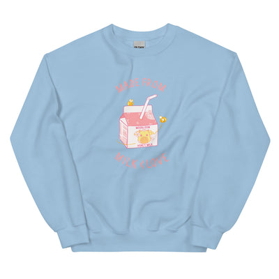 Milk and Love | Unisex Sweatshirt | Minecraft Threads and Thistles Inventory Light Blue S 