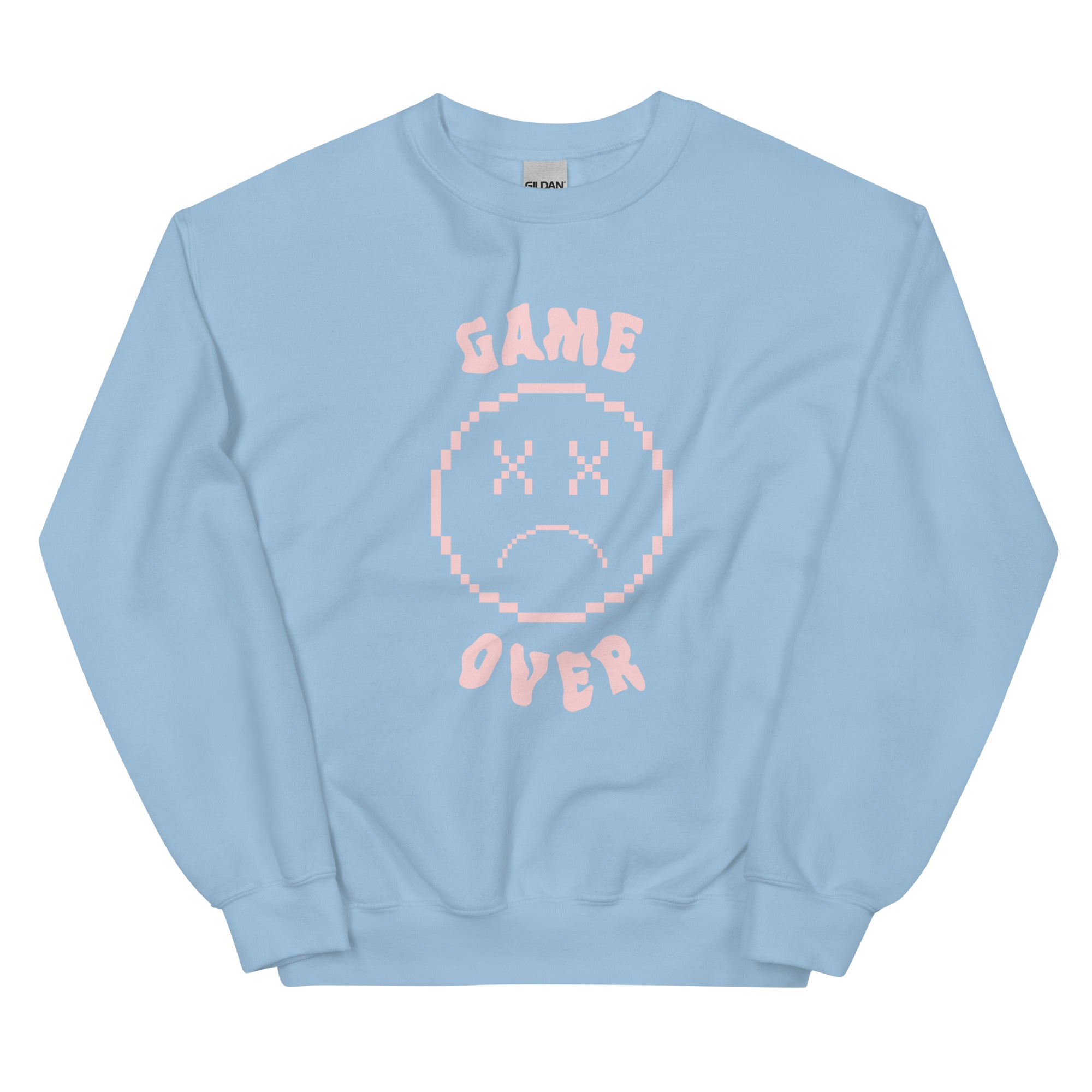 Game Over Smiley | Unisex Sweatshirt Threads and Thistles Inventory Light Blue S 